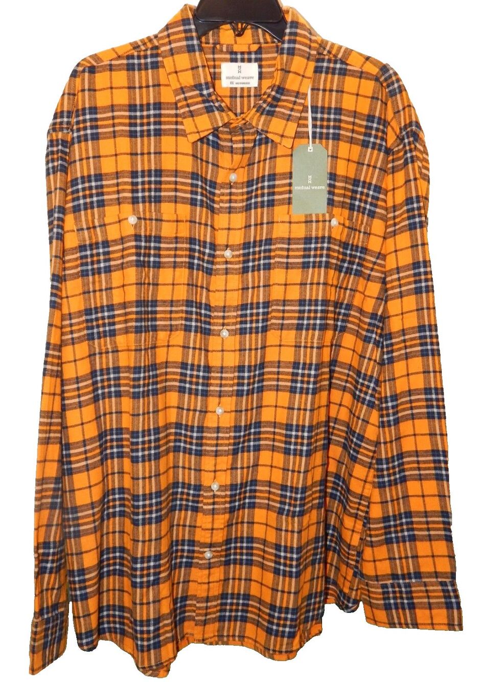 Mutual Weave Men's XXL Classic Fit L/S Heavy Flannel Button Shirt Plaid Cotton